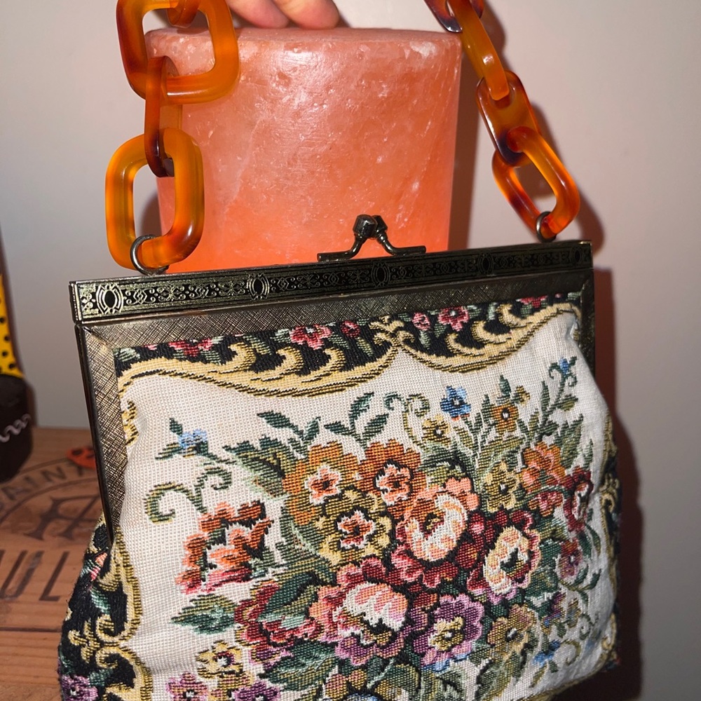 Vintage floral tapestry bag